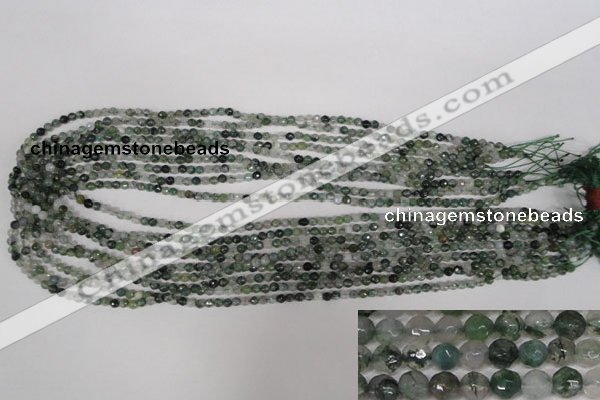 CTG301 15.5 inches 3mm faceted round ting moss agate beads