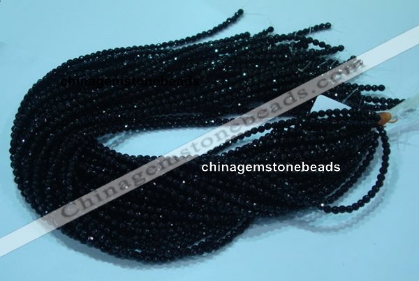 CTG31 15.5 inches 4mm faceted round black agate beads wholesale