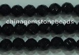 CTG32 15.5 inches 6mm faceted round black agate beads wholesale