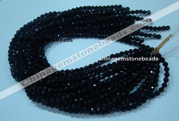 CTG32 15.5 inches 6mm faceted round black agate beads wholesale