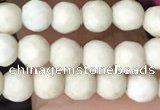 CTG3545 15.5 inches 4mm faceted round white fossil jasper beads