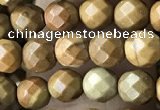 CTG3548 15.5 inches 4mm faceted round wooden jasper beads