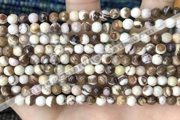 CTG3550 15.5 inches 4mm faceted round zebra jasper beads