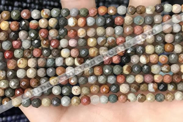 CTG3551 15.5 inches 4mm faceted round imperial jasper beads