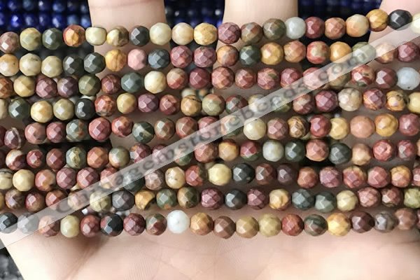 CTG3552 15.5 inches 4mm faceted round picasso jasper beads