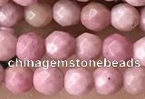 CTG3553 15.5 inches 4mm faceted round pink wooden jasper beads