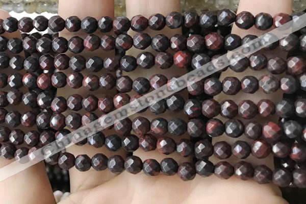 CTG3564 15.5 inches 4mm faceted round brecciated jasper beads