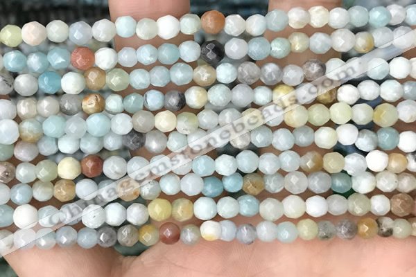 CTG3571 15.5 inches 4mm faceted round amazonite beads wholesale