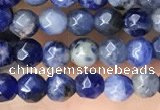 CTG3573 15.5 inches 4mm faceted round sodalite beads wholesale