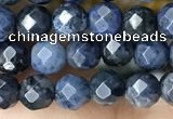 CTG3574 15.5 inches 4mm faceted round dumortierite beads