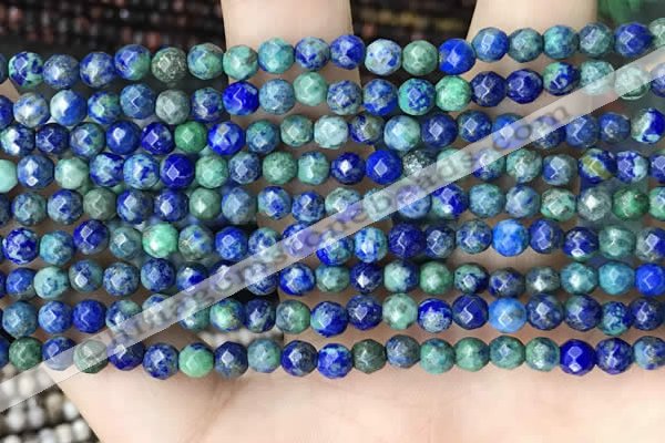 CTG3576 15.5 inches 4mm faceted round chrysocolla beads