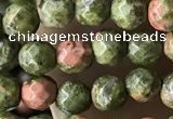 CTG3579 15.5 inches 4mm faceted round unakite beads wholesale