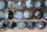 CTG3586 15.5 inches 4mm faceted round black labradorite beads