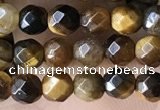 CTG3588 15.5 inches 4mm faceted round yellow tiger eye beads