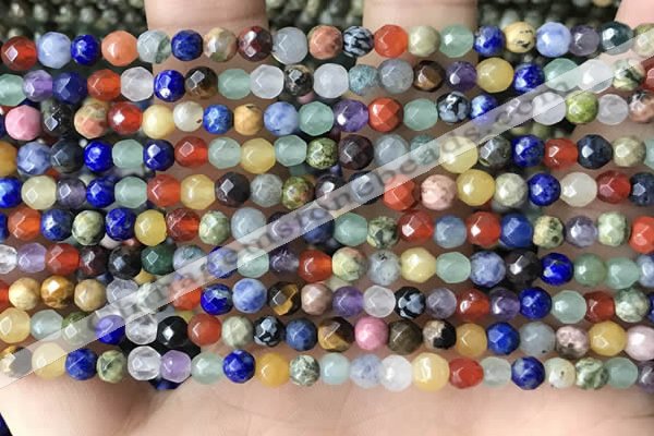 CTG3596 15.5 inches 4mm faceted round mixed gemstone beads