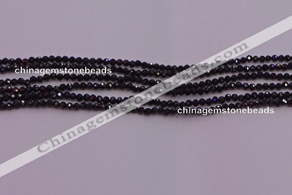 CTG501 15.5 inches 2mm faceted round tiny black spinel beads