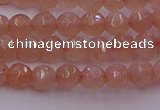 CTG507 15.5 inches 4mm faceted round tiny peach moonstone beads