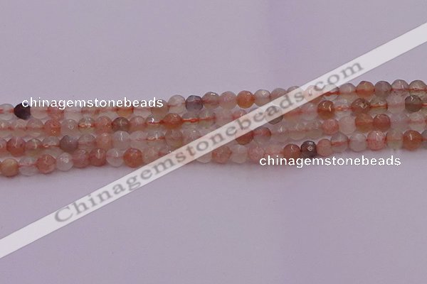 CTG508 15.5 inches 4mm faceted round tiny rainbow moonstone beads