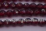 CTG510 15.5 inches 4mm faceted round tiny red garnet beads