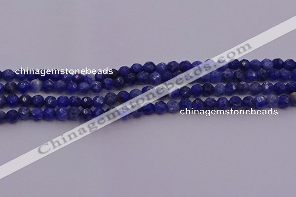 CTG513 15.5 inches 4mm faceted round tiny sodalite beads