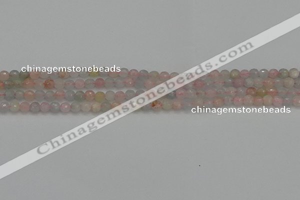 CTG551 15.5 inches 4mm faceted round tiny morganite beads