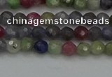 CTG552 15.5 inches 4mm faceted round tiny mixed gemstone beads