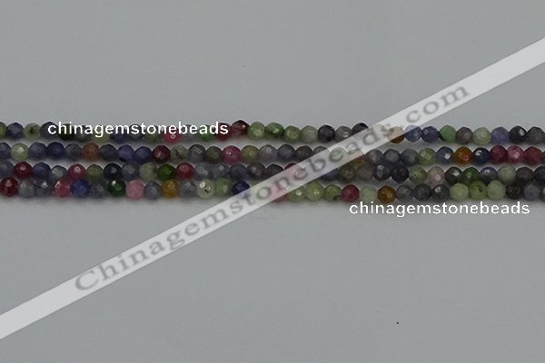 CTG552 15.5 inches 4mm faceted round tiny mixed gemstone beads