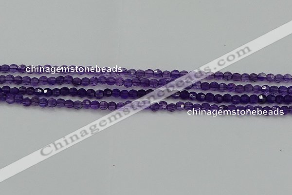 CTG553 15.5 inches 4mm faceted round tiny amethyst beads