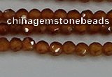 CTG554 15.5 inches 4mm faceted round tiny orange garnet beads