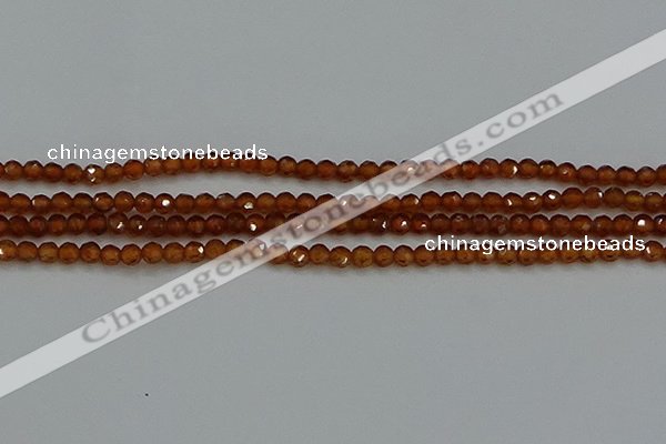 CTG554 15.5 inches 4mm faceted round tiny orange garnet beads