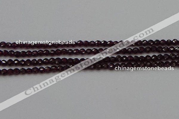 CTG555 15.5 inches 4mm faceted round tiny purple garnet beads