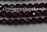 CTG556 15.5 inches 4mm faceted round tiny red garnet beads