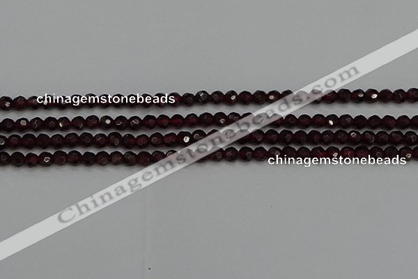 CTG556 15.5 inches 4mm faceted round tiny red garnet beads