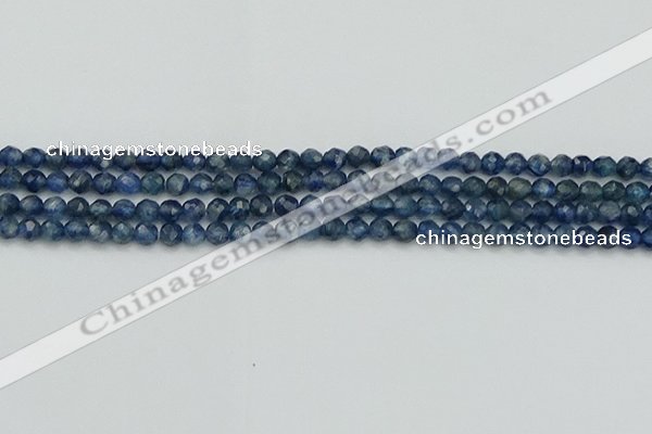 CTG557 15.5 inches 4mm faceted round tiny blue kyanite beads