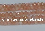 CTG607 15.5 inches 3mm faceted round peach moonstone beads