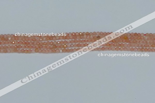 CTG607 15.5 inches 3mm faceted round peach moonstone beads