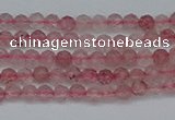 CTG625 15.5 inches 2mm faceted round strawberry quartz beads