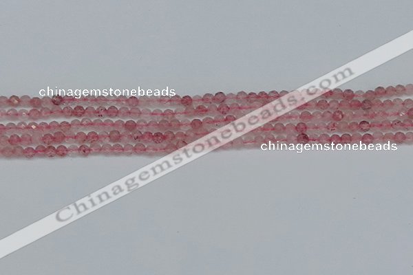 CTG626 15.5 inches 3mm faceted round strawberry quartz beads