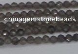CTG639 15.5 inches 2mm faceted round smoky black obsidian beads
