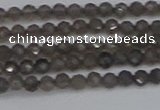 CTG639 15.5 inches 2mm faceted round smoky black obsidian beads