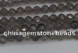 CTG640 15.5 inches 3mm faceted round smoky black obsidian beads