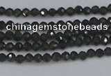 CTG641 15.5 inches 2mm faceted round golden black obsidian beads