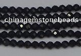 CTG643 15.5 inches 2mm faceted round black tourmaline beads