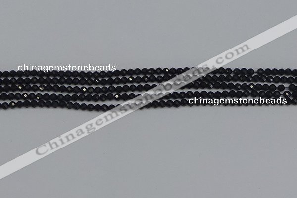 CTG643 15.5 inches 2mm faceted round black tourmaline beads