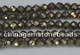 CTG646 15.5 inches 3mm faceted round golden pyrite beads