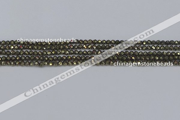 CTG646 15.5 inches 3mm faceted round golden pyrite beads