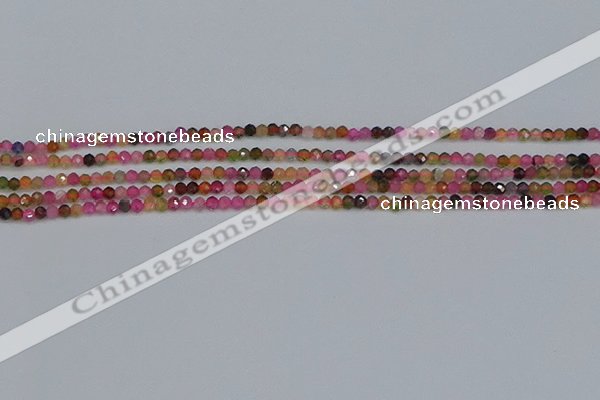 CTG651 15.5 inches 2mm faceted round tourmaline gemstone beads