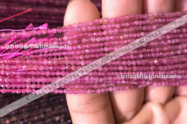 CTG705 15.5 inches 2mm faceted round tiny pink tourmaline beads