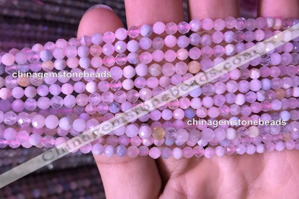 CTG712 15.5 inches 4mm faceted round tiny morganite beads