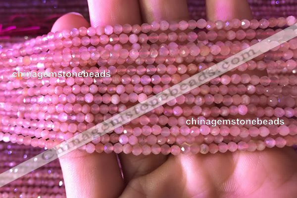 CTG718 15.5 inches 2mm faceted round tiny peach moonstone beads